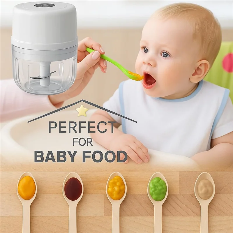 مفرمة بصل مفرمة خضروات AC39، مفرمة لحم، مفرمة ثوم كهربائية صغيرة، محضر طعام محمول مع شحن USB