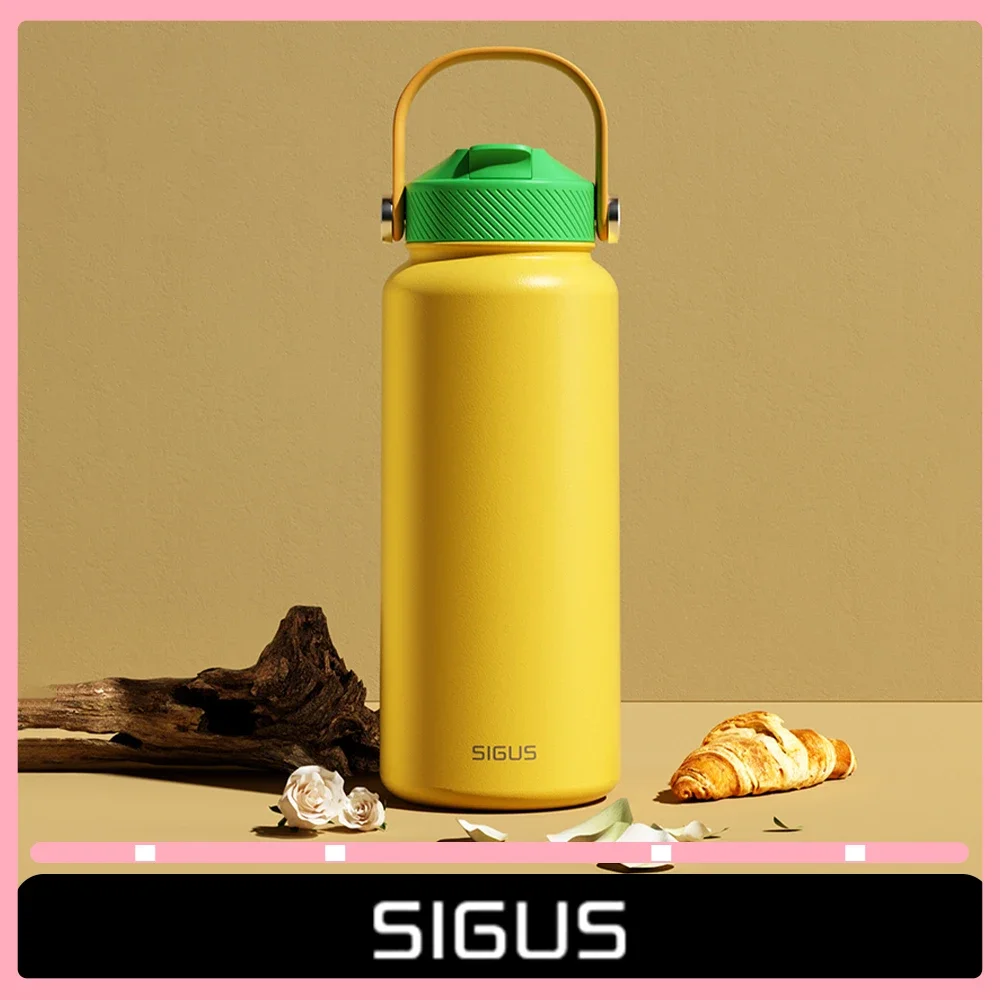 Sigus Big Mac Heat Preservation Straw Integrated Type Water Cup Portable 1200ml Customization 316L Stainless Steel Inner Liner