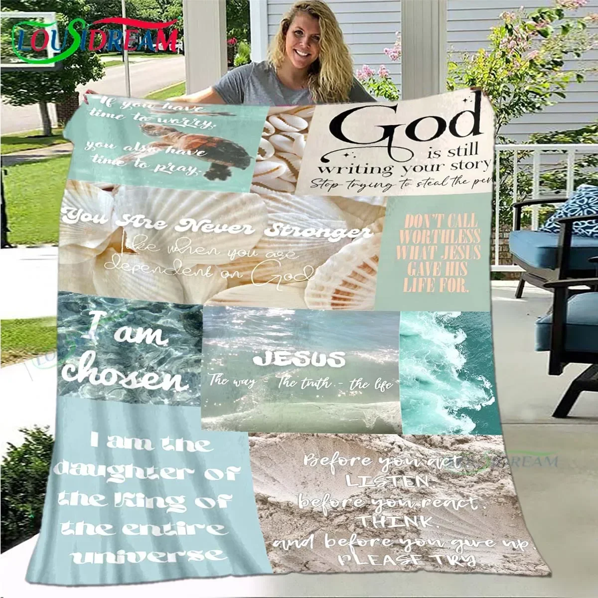 

Fashion Bible Verses Jesus Pattern Blanket Flannel Thin Blanket Portable Home Travel Office Lunch Break Blanket Birthday Gift