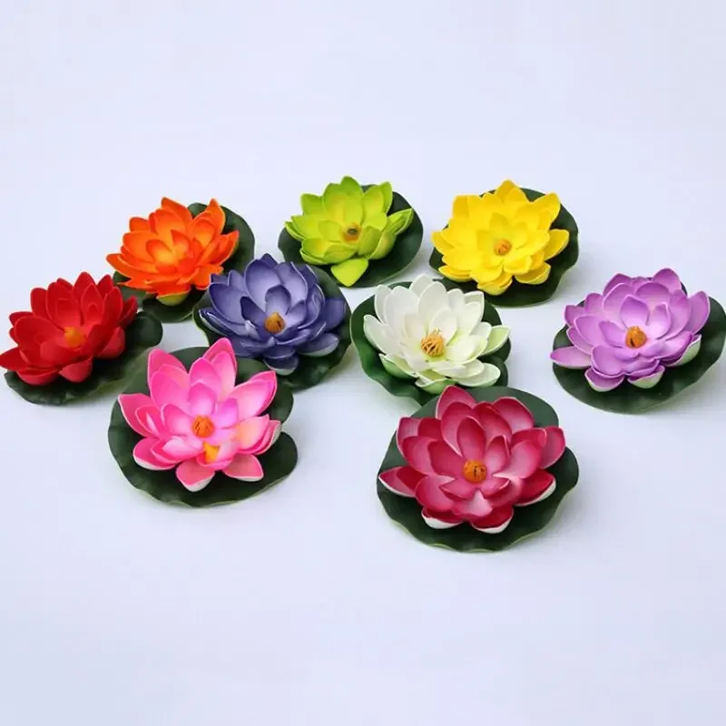 1/2Pcs Random Color Simulation Lotus Flower Floating In Water Outdoor Fish Tank Pool Landscape Plants Aquarium Ornament