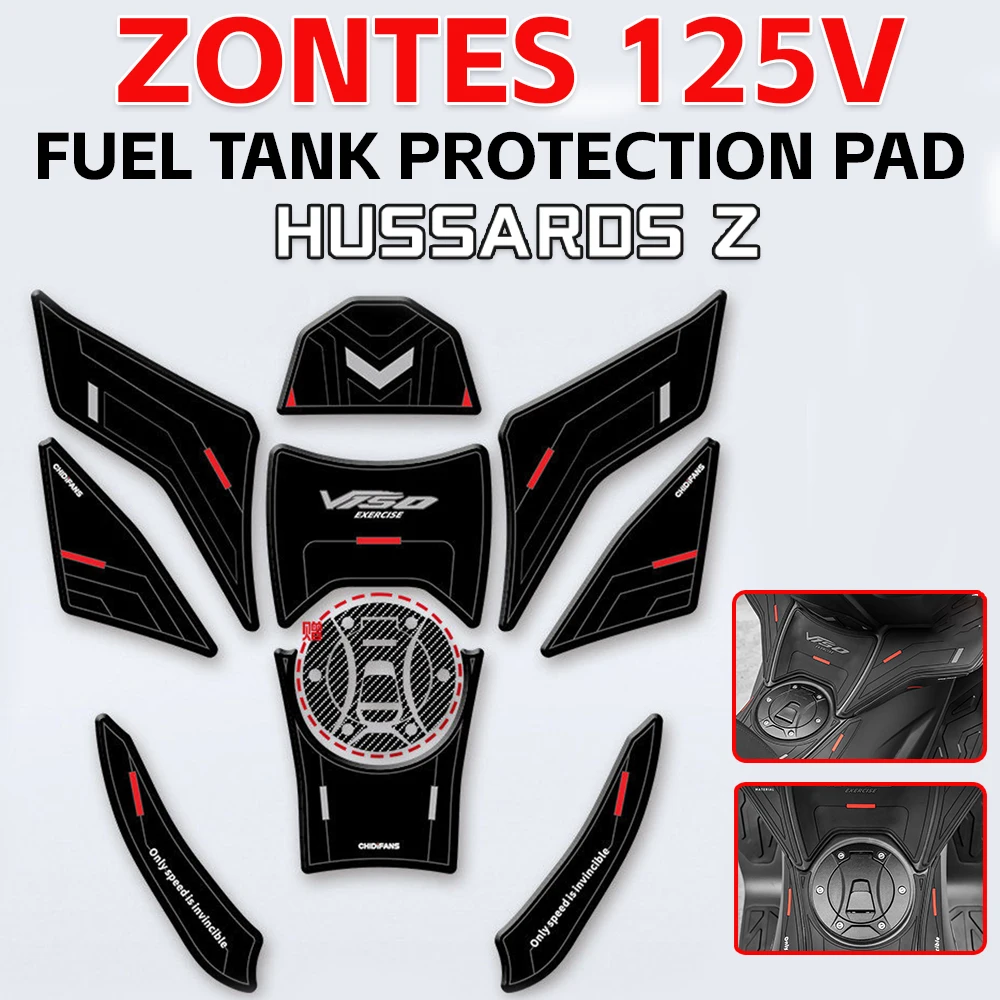 

For ZONTES 125 V 150V ZT 125 V 150V Motorcycle 3D Rubber Fuel Tank Pad Anti-slip Tank Protector Side Knee Sticker Decal Accessor