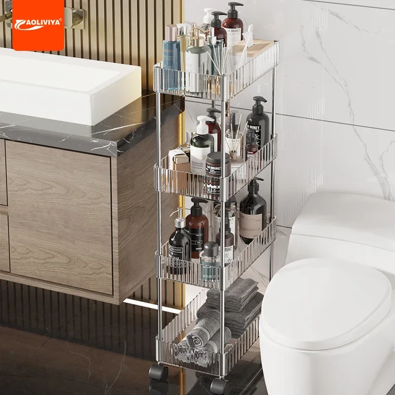 

Aoliviya Bathroom Storage Rack Bathroom Floor-Standing Washstand Toilet Storage Shelf Household Movable Gap Storage Rack