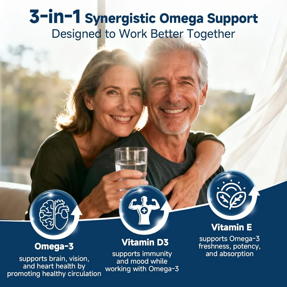 Wild Caught Omega-3 Fish Oil Soft Capsules Containing EPA and DHA-60 Capsules
