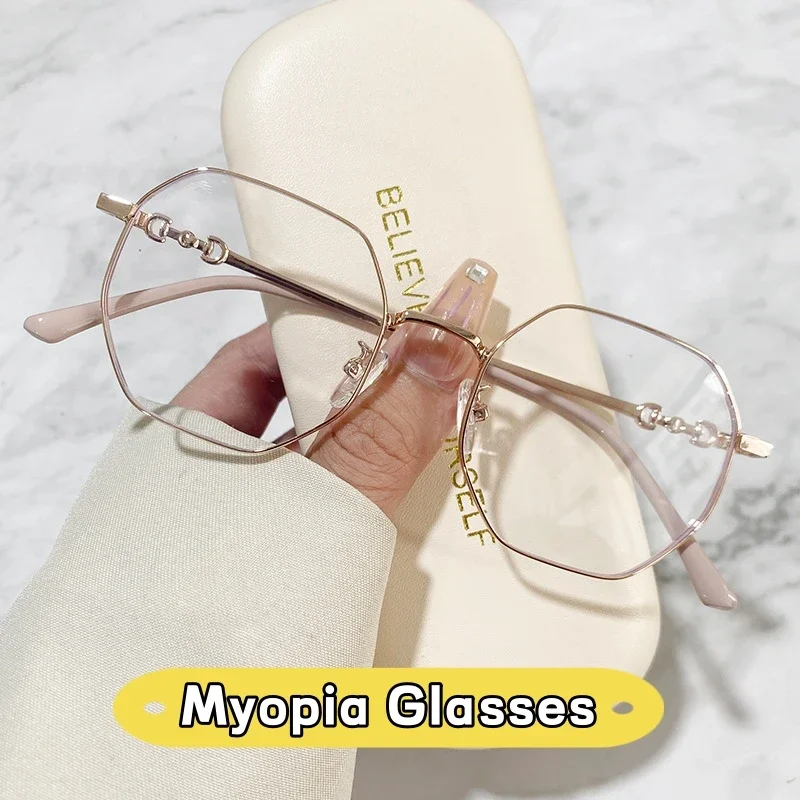 Luxury Anti-blue Light Myopia Glasses Trendy Women\'s Minus Diopter Eyewear Fashion Near Sighted Glasses Prescription Eyeglasses