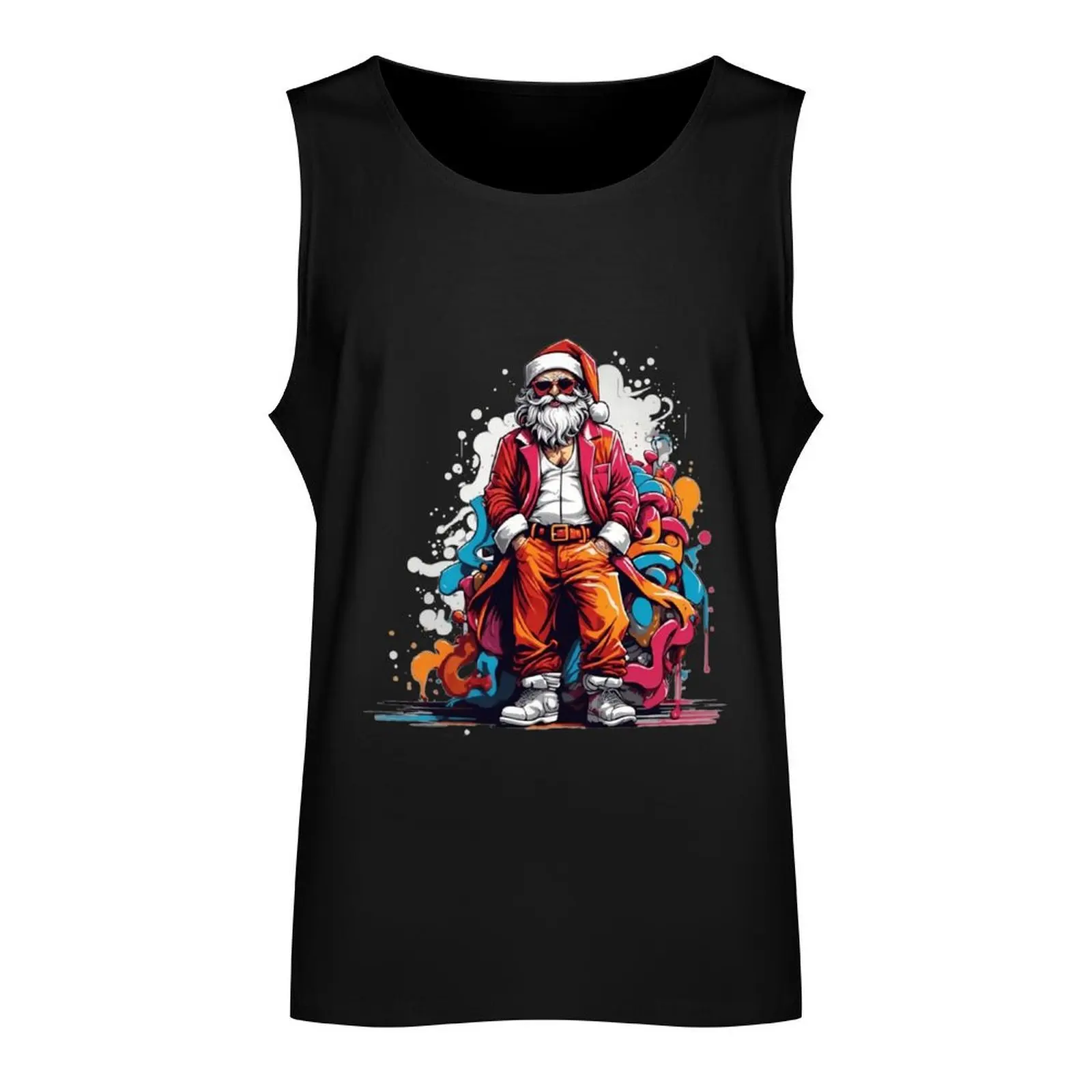 Santa's Merry Palette Unveiled: Santa Claus Tank Top summer clothes for men T-shirt male