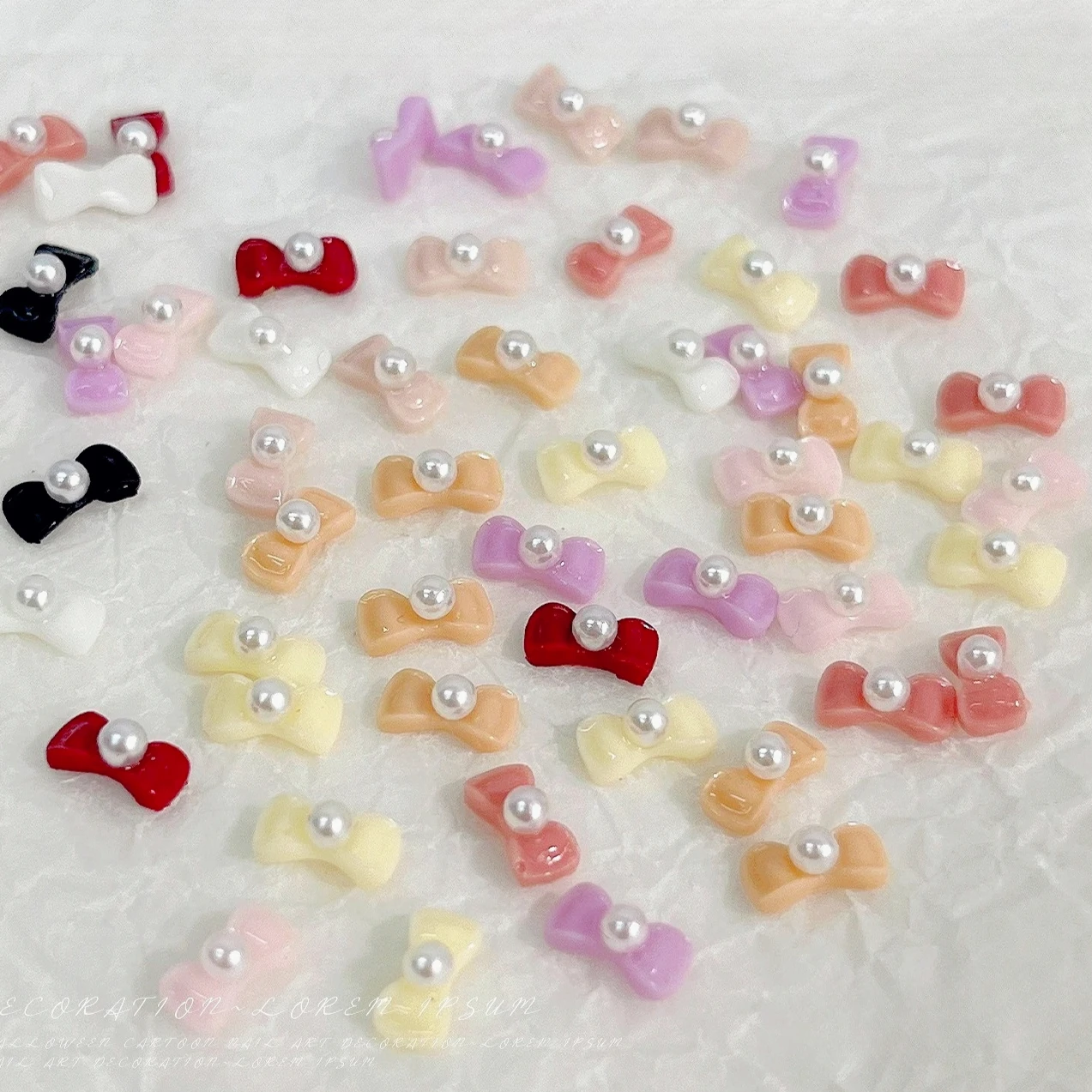 

Cute Resin Bow Tie French Sweet Bowknot Pearl Little Ribbon Charms Chic Nail Art Decorations Manicure Tool Accessories Wholesale