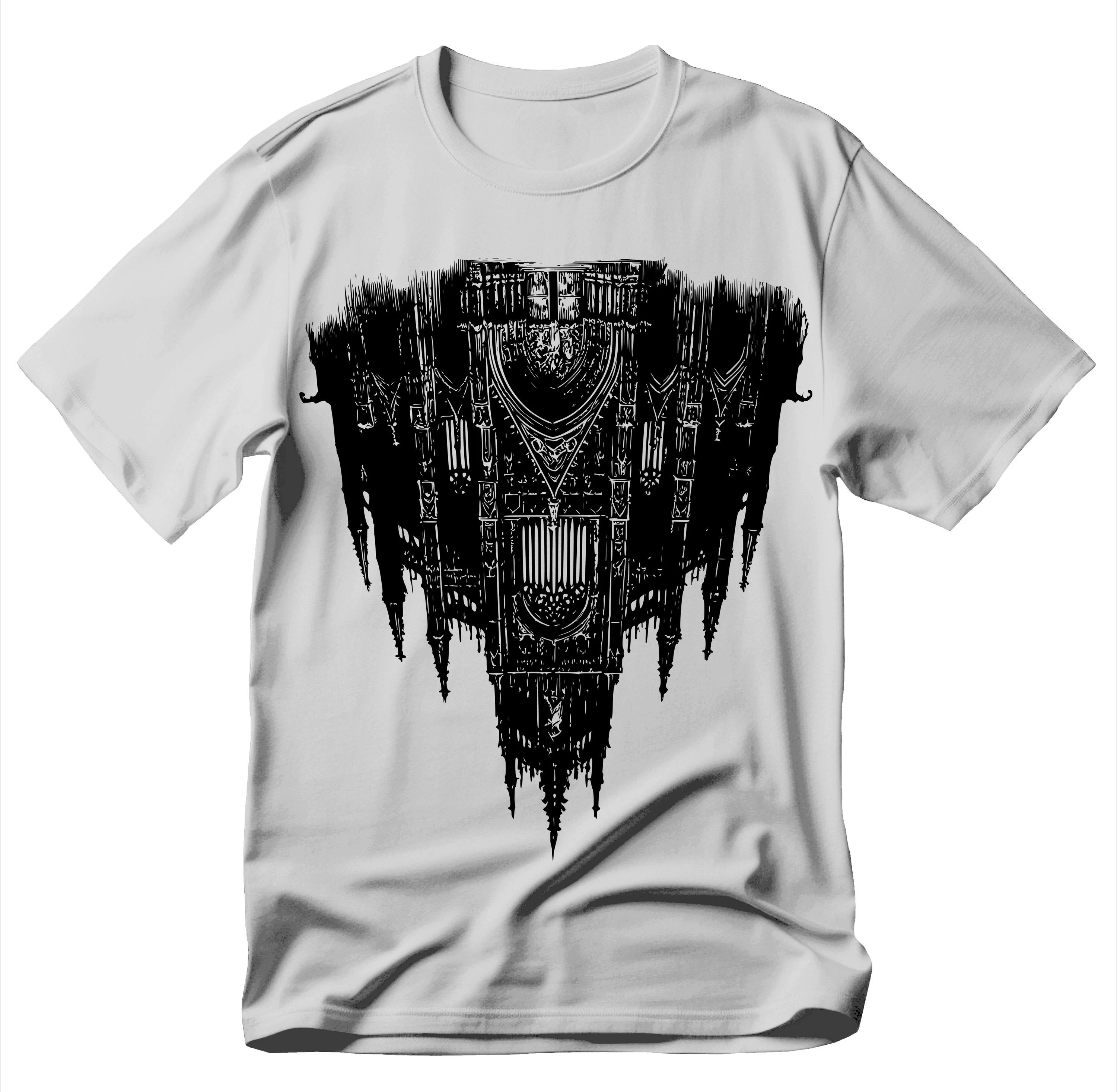 Gothic Cathedral Satanic Cathedral T-shirt Personality Big Edition Dark Gothic Church Gothic Architecture Faith Dark Art T-shirt