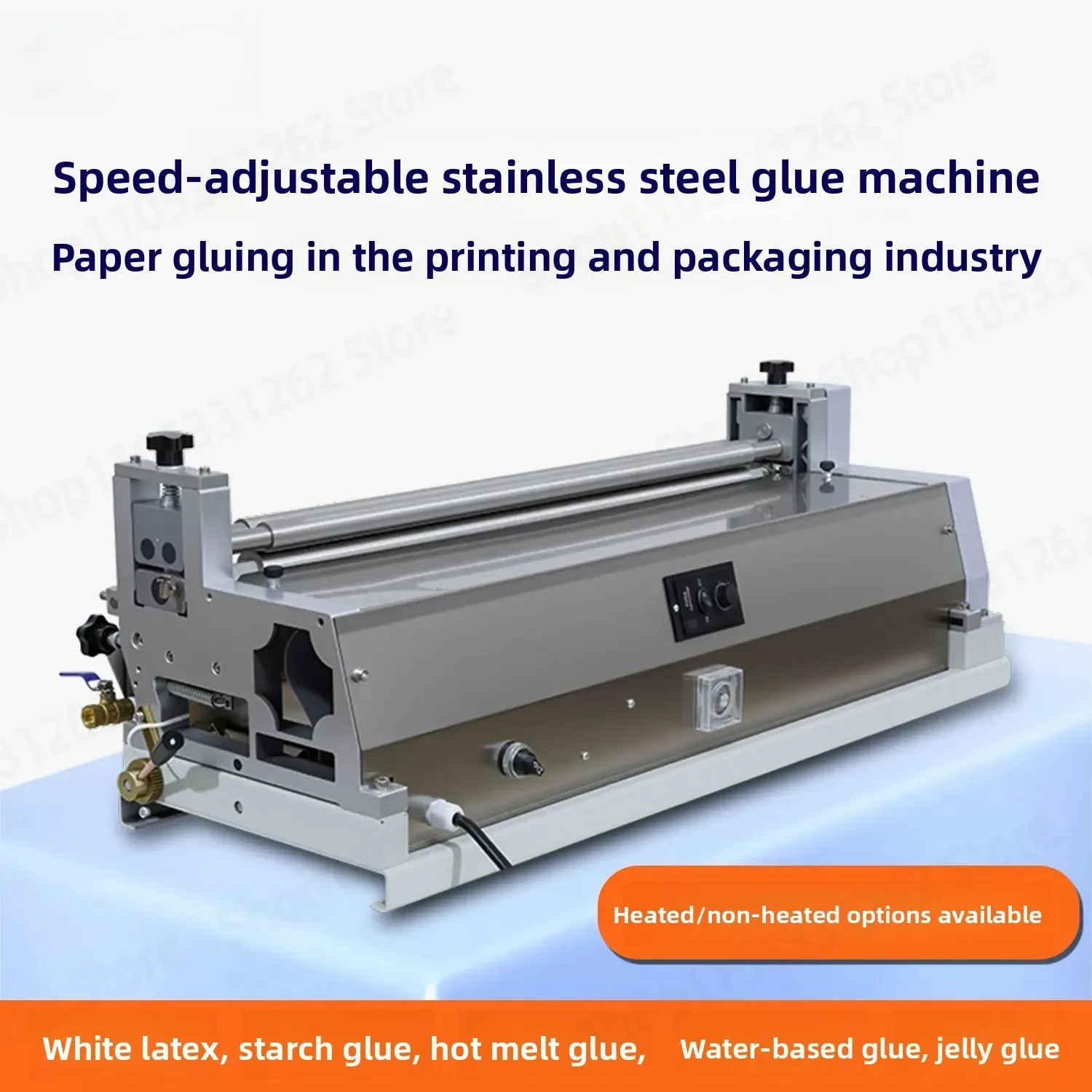 Stainless Steel Automatic Gluing Machine, White Latex Glue Roller Coater for Paper and Laminating, Brush Glue Applicator