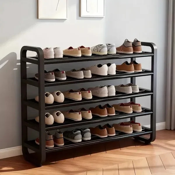 

5-Tier Metal & Plastic Shoe Rack – Narrow Floor Storage, Durable Iron Design, Easy Assembly, Fits Entryways, Dorms, Living Rooms