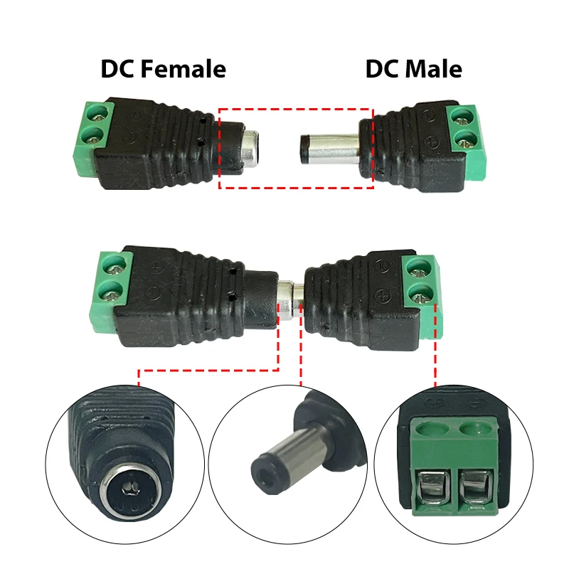12V DC BNC Man vrouw Connector Video Balun Plug voor Surveillance CCTV Camera Led Strip Verlichting