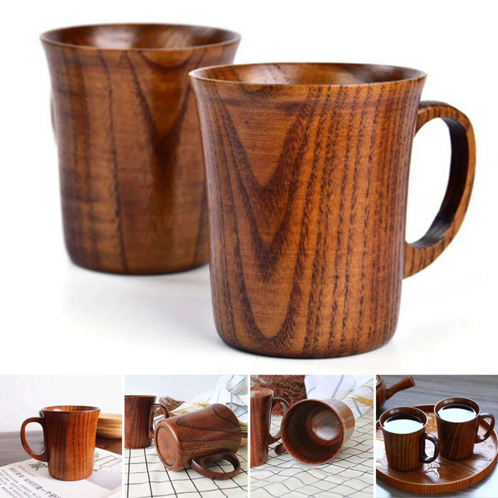 

Wooden Coffee Beer Mugs Practical Drinking Novelty Drinkware for Home Office Daily Drinking