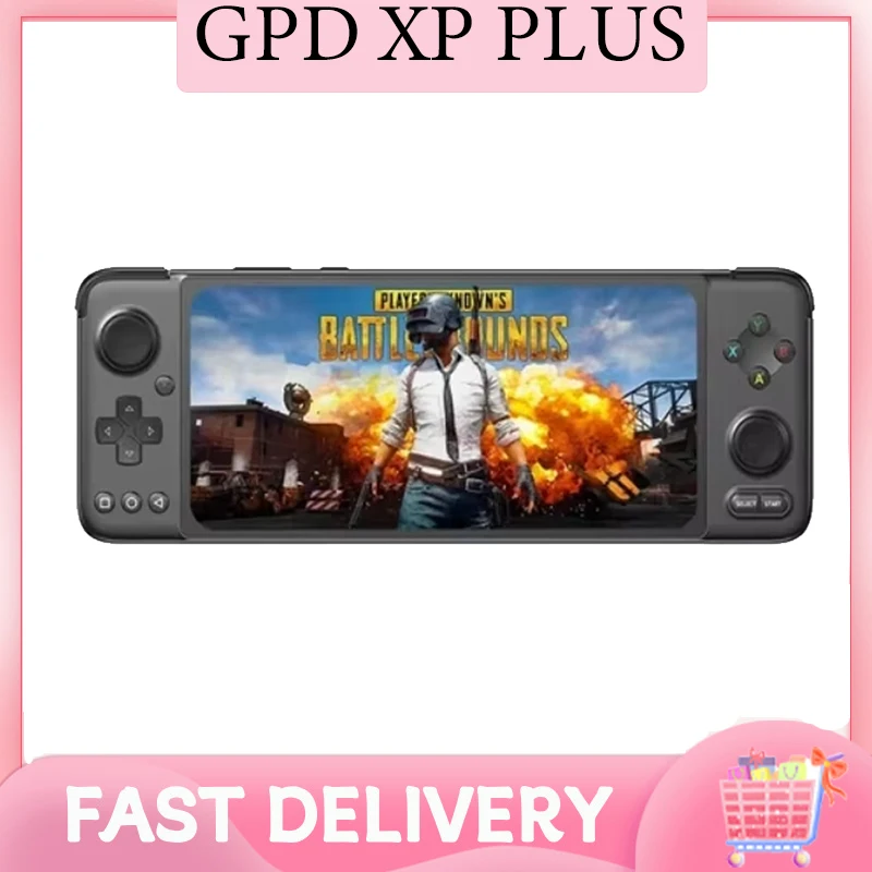 جهاز ألعاب GPD XP Plus بشاشة 6.81 بوصة يعمل بنظام أندرويد ومحاكي الألعاب مع ذاكرة 128 جيجابايت/256 جيجابايت وبطاقة SIM للمكالمات الهاتفية وكاميرا أمامية وعصا تحكم ثلاثية الأبعاد مزدوجة