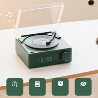 Wireless Bluetooth Alarm Clock Audio Retro Mini Vinyl Record Player Card USB Speaker Small Record Player Audio Home Smart Stereo