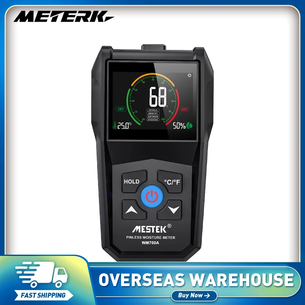 MESTEK Full Angle Inverted Display Screen Non-destructive Inductive Wood Moisture Meter Wood Drywall Masonry Moisture Detector