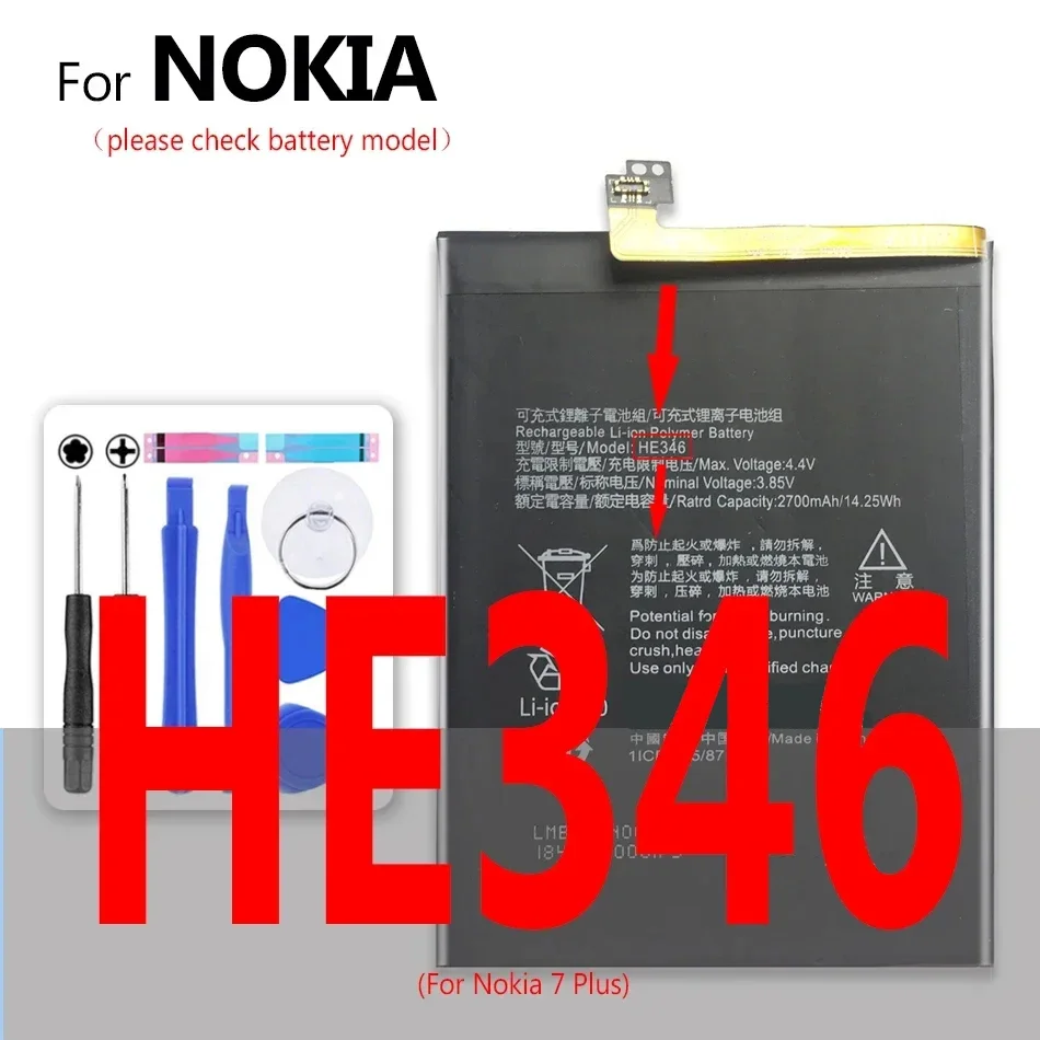 HE342 HE344 HE345 HE346 Battery For Nokia X6 2018 6.1 Plus TA 1099 X5 TA 1109 5.1 for Nok 6 2nd Gen 2018 7 Plus 7Plus Batteries