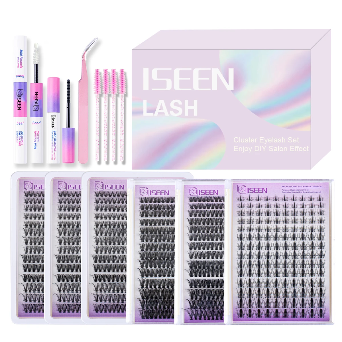 DIY Lash Clusters Set Fluffy Individual Lashes Extension lash glue*1 remover*1 tweezers*1 eyelashes*6 brush*4 festival gift