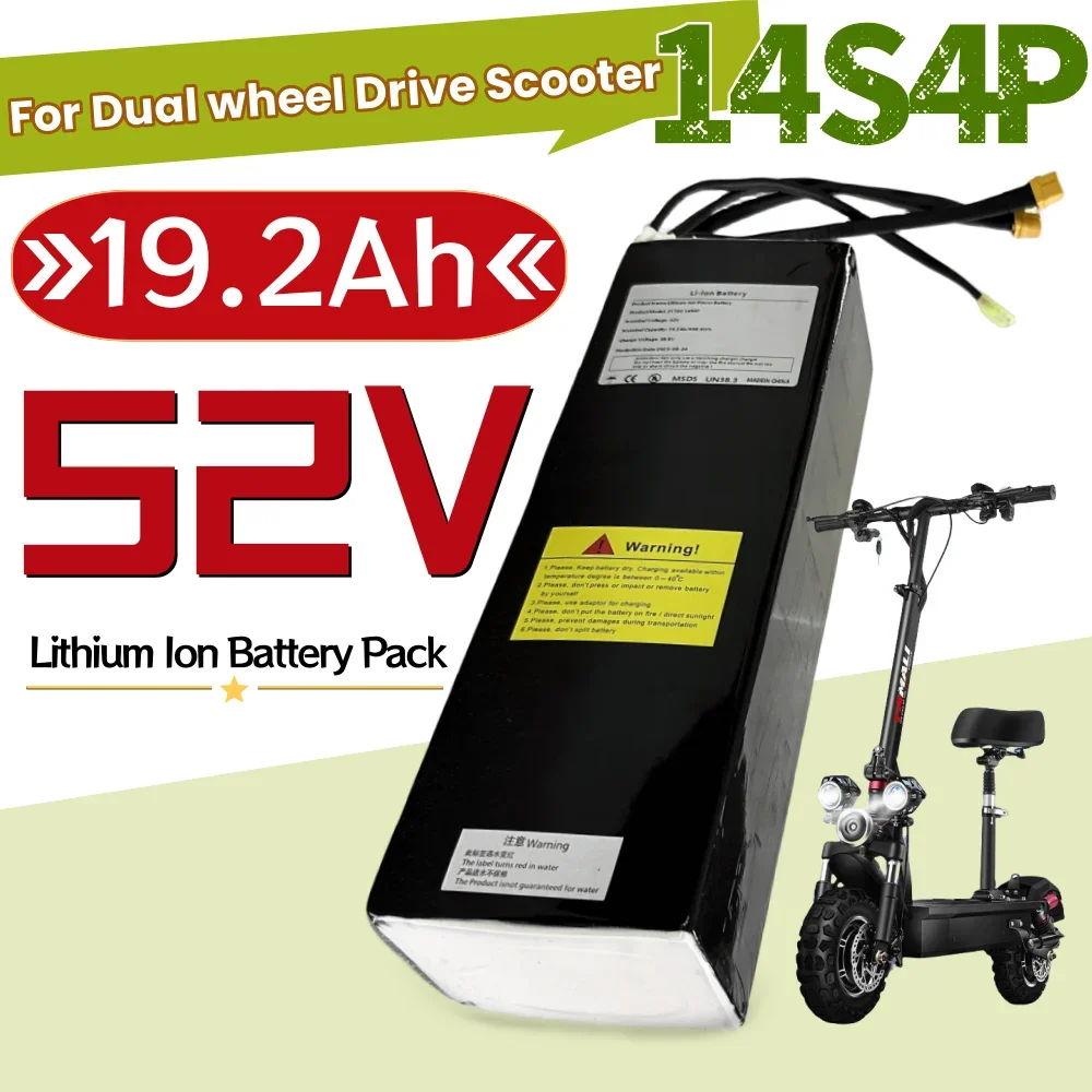 

52V 19.2Ah 14S4P 21700 Li-ion Battery Pack Dual Port Fast Charging Suitable For Dual Drive Electric Scooters