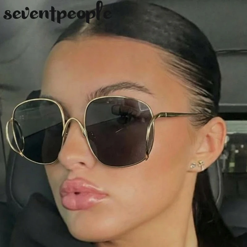 

Classic Oversizd Square Punk Sunglasses Women 2026 Luxury Brand Trendy Metal Travelling Sun Glasses For Ladies UV400 Protection