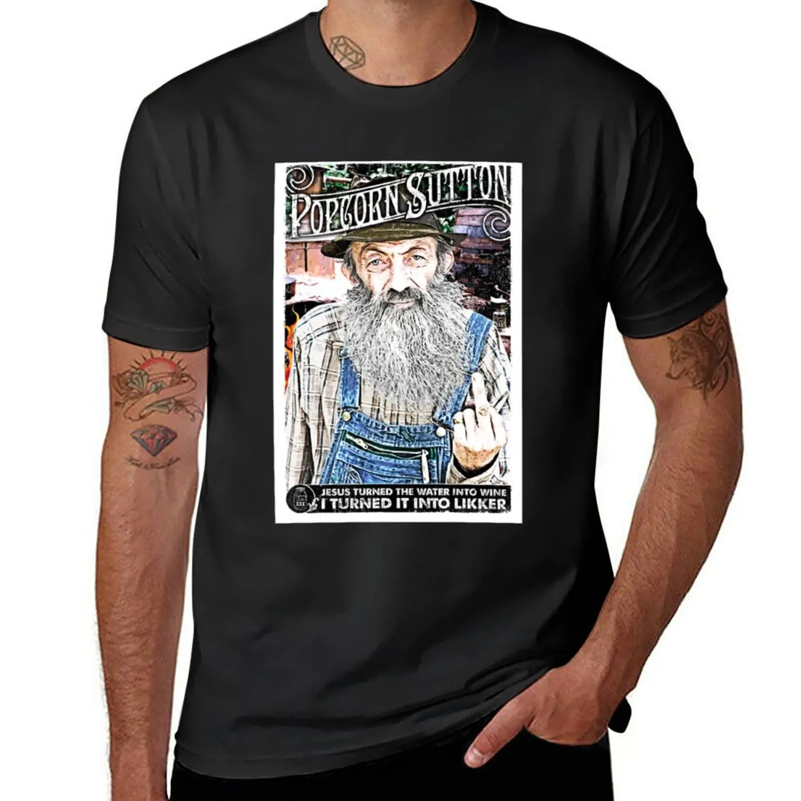 New Moonshine Popcorn Sutton T-Shirt korean fashion plain t-shirt summer tops sweat shirts T-shirts for men cotton