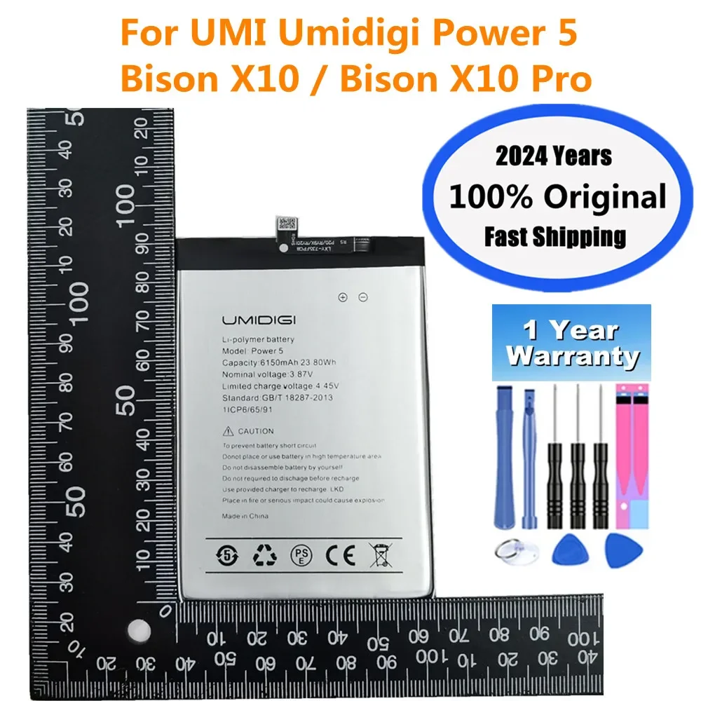 2024 Years 100% Original Battery For Umi Umidigi Bison X10 / Bison X10 Pro Power 5 Power5 Mobile Phone Batteries Bateria 6150mAh