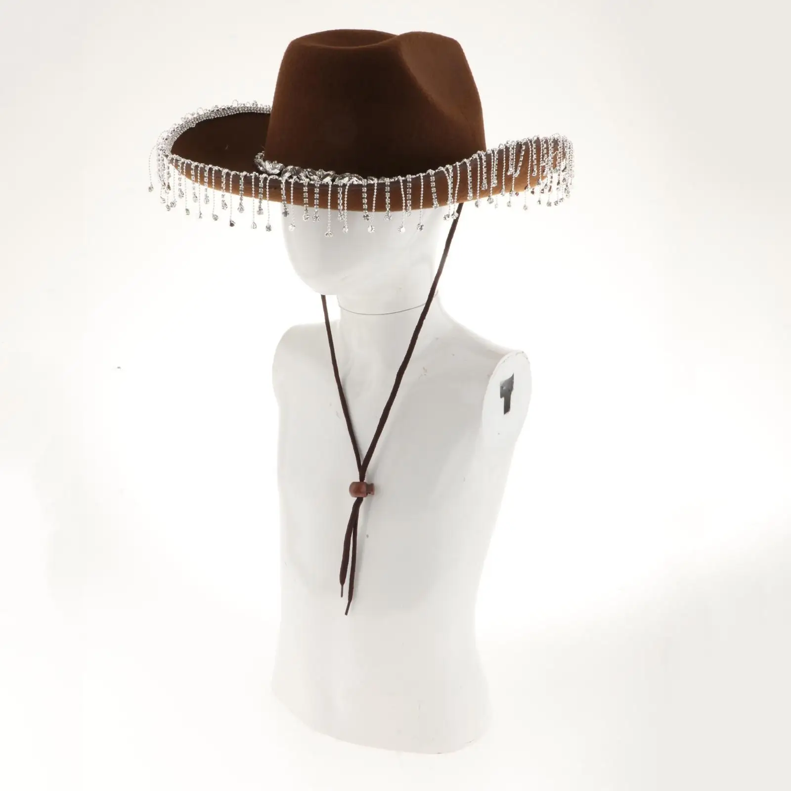 Rhinestone Fringe Cowboy Hat Glitter and Bandana Set Cowgirl Hat Western Hat for Cosplay Concert Party Costume Accessories Women