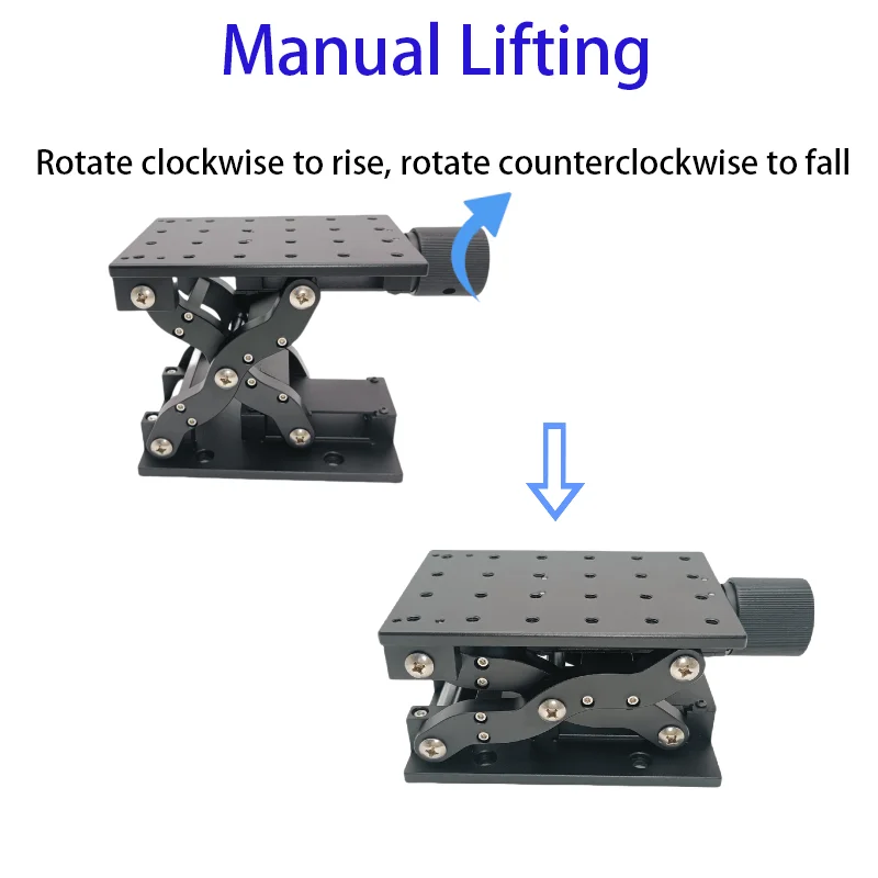 Z-axis large travel lift table manual scissor-type large load platform optical precision fine-tuning translation stage
