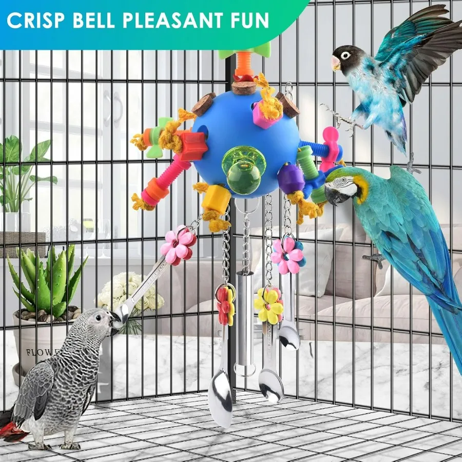 Bunter Acryl-Ziehlöffel, Vogelspielzeug für Papageien und kleine Vögel, langlebiges Kauspielzeug, ideal für Papageien, afrikanische Graupen, Conures Ca