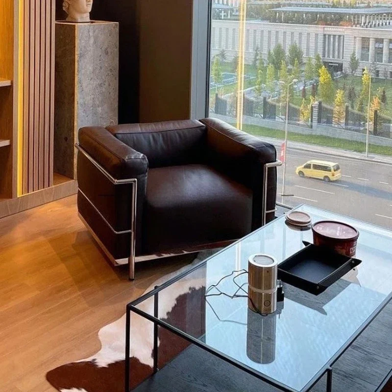 Leather sofa, medieval designer living room Italian minimalist sofa