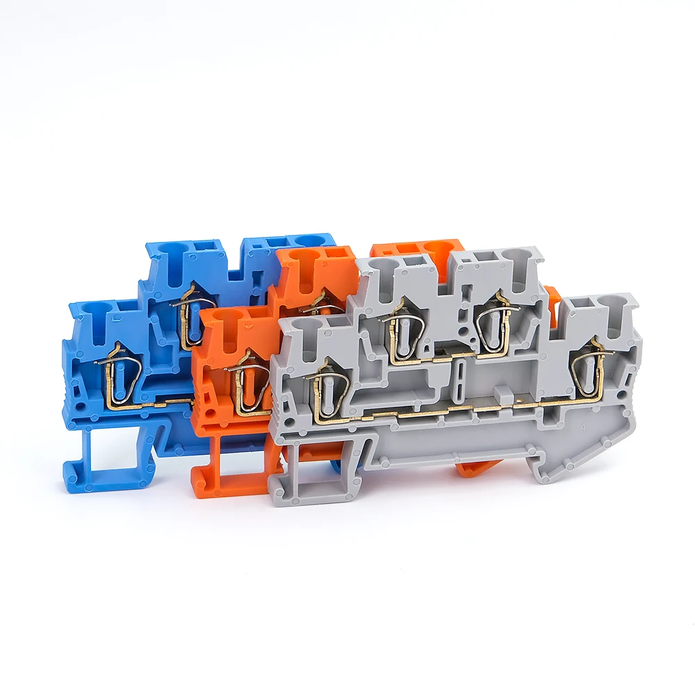 Din Rail Terminal Block STTB-2.5 Electrical Wiring Connectors Double Layer Spring Connection Connector Wire Conductors 10pcs