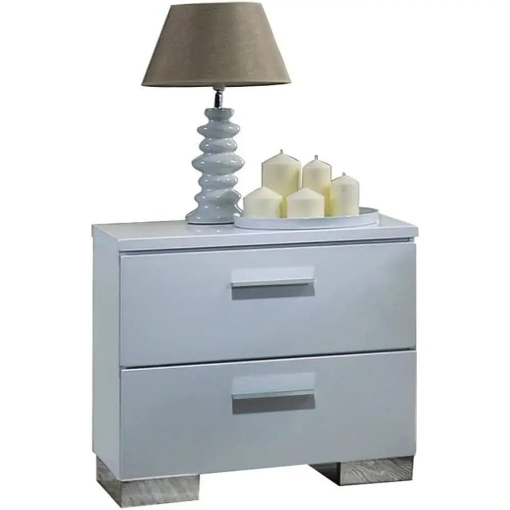 

Деревянная тумбочка с 2 ящиками белого цвета