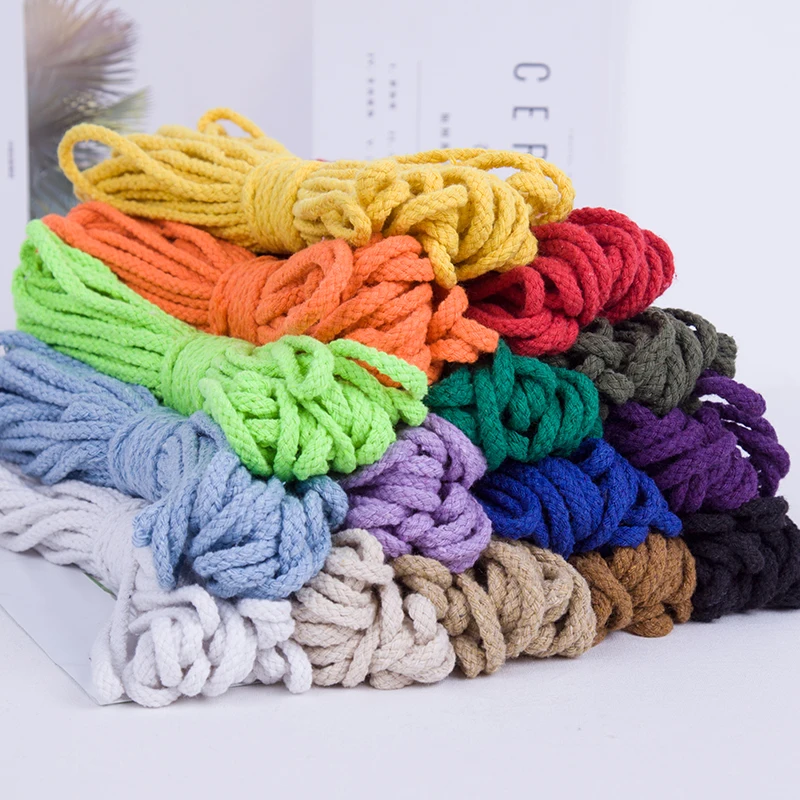 10Yards 5mm Colored Twisted Cord Rope 100% Cotton Rope Cords Craft Decorative Twisted DIY Handmade Bag Drawstring Accessories