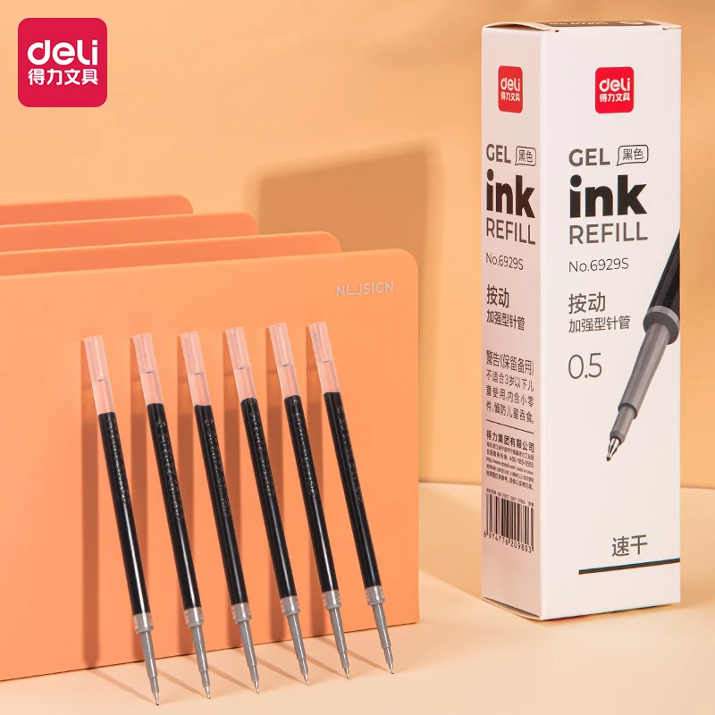 

Deli 20pcs Gel Pen Refill 0.5mm Black Quick-drying Ink School Acsesories Office Pen Suitable Replacement Stationery Supplies