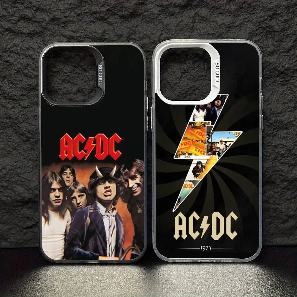 

A- AcDc Rock Band Phone Case For iPhone 17 16 15 14 13 12 11 Pro Max Plus Silver Matte Black Cover