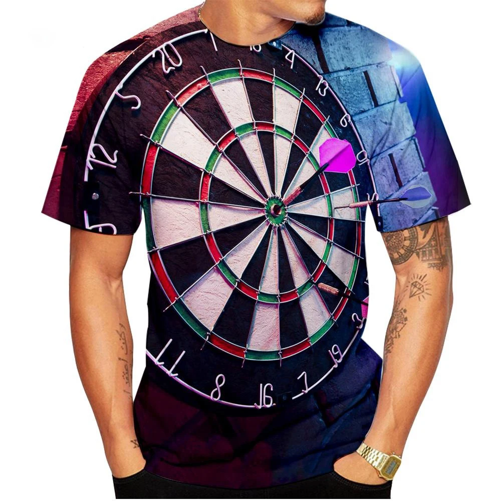 New Fashion Darts Throwing Game 3D Printed T-shirt Men's and Women's Summer Casual Short Sleeve Darts Board Shirt Top