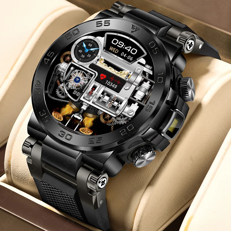 

LIGE 1.53" HD Men Smart Watch With LED Flashlight Outdoor Sports IP68 Waterproof Fitness Tracker Bluetooth Call Smartwatch Man
