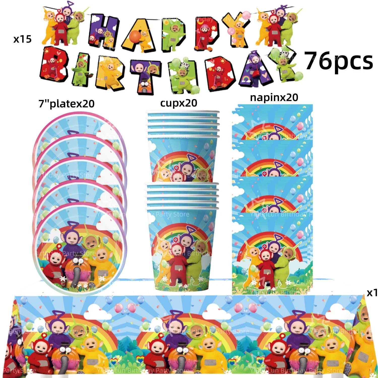 Tinky Winky Verjaardagsfeestje Decoratie Antennababy Po Wegwerp servies Tafelkleed Bord Beker servet Kinderfeestje Gunsten Benodigdheden