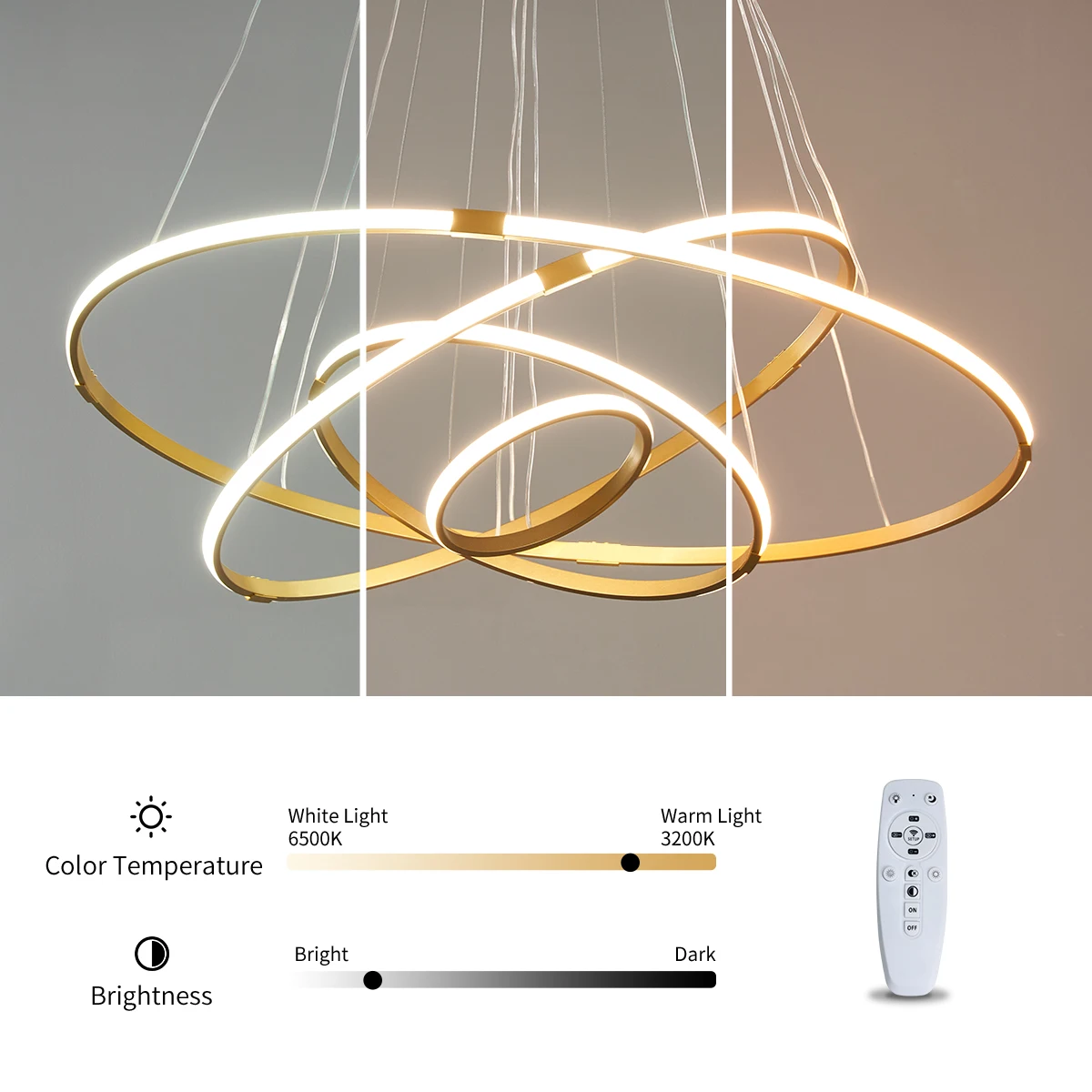 NEO Gleam Modern Led Chandelier Light Balck/Grey/Golden Color Lamp For Living Room Bedroom Dining Room Kitchen Indoor Chandelier