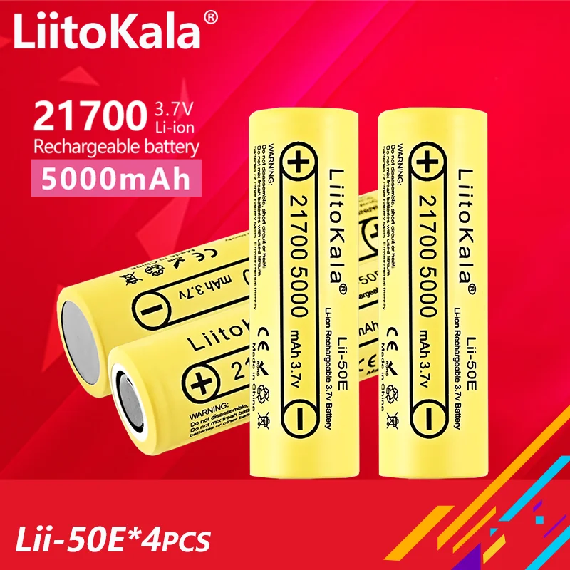 4 pezzi LiitoKala Lii-50E/Lii-40A 21700 4000mah/5000mAh batteria ricaricabile 21700 torcia per elettrodomestici ad alta potenza