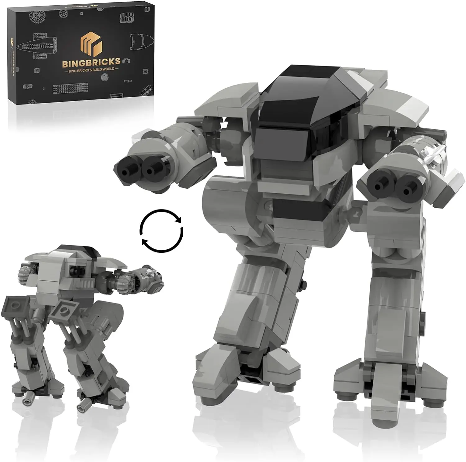 XBricks ED-209 Enforcement Robot Combat Mech Armor Building Toy, 269 Pcs Mobile Suit Cool Mechanical Action Figure Model