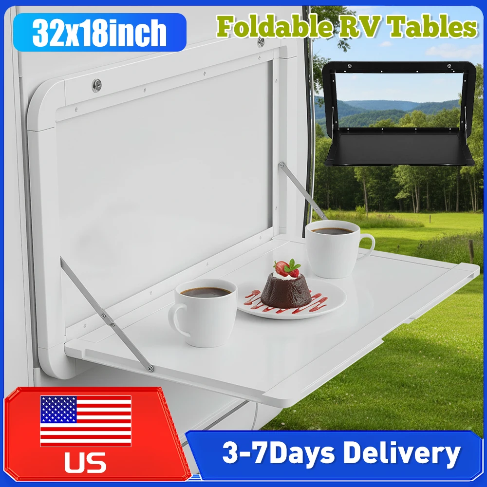 

32x18inch Foldable RV Tables with Locking Latches Campervan Outside Picnic Table Large Capacity for Campervans & Motorhomes