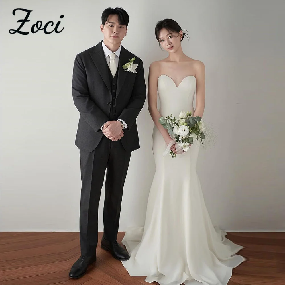 

Zoci Elegant Korea Wedding Dresses Sweetheart Mermaid Bridal Gowns Customized Korea Photos Shoot Bride Receptions Dresses