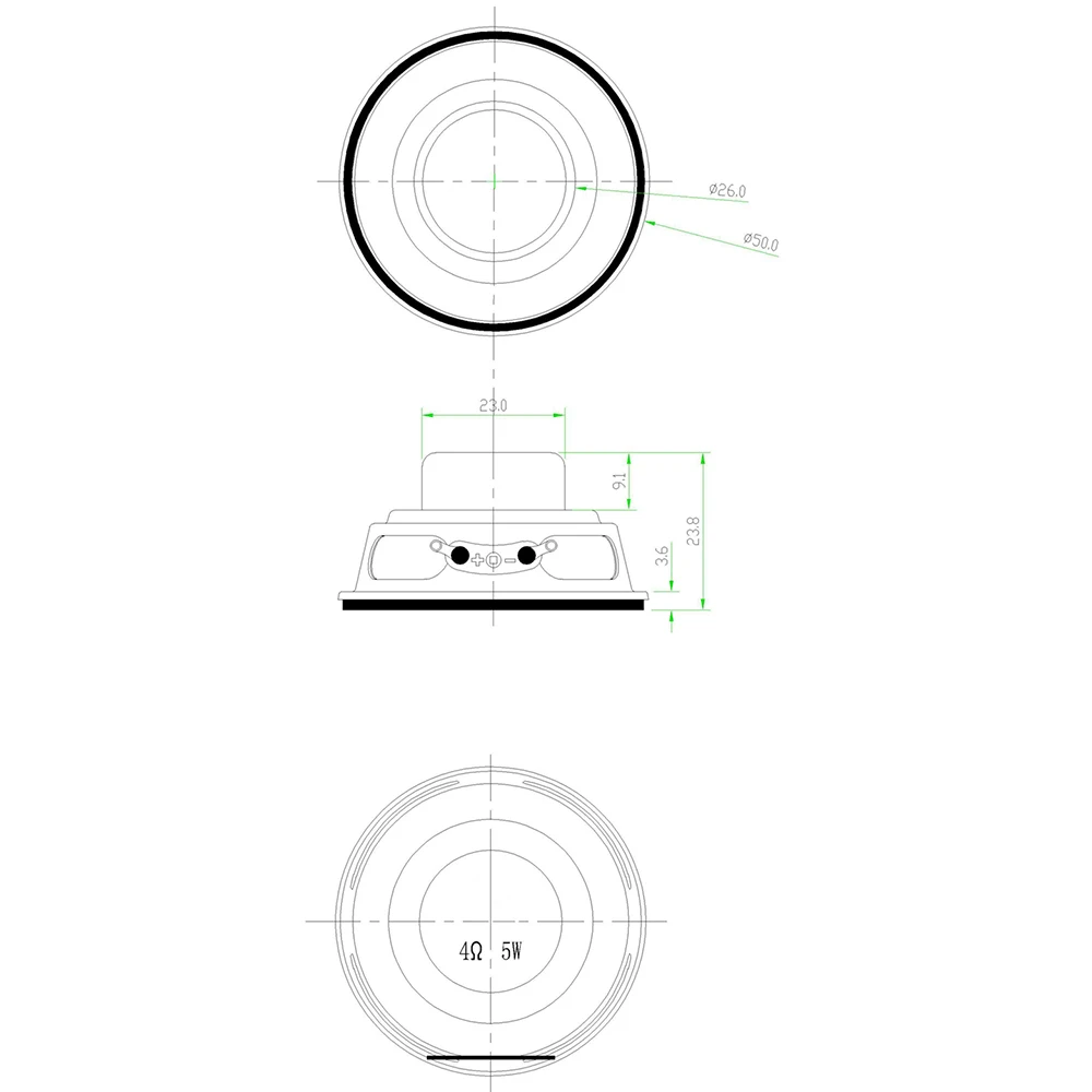 1Pcs 50MM Mini Audio Portable Speakers 4 Ohm 5W Full Range Speaker Rubber Side NdFeB Magnetic Speaker