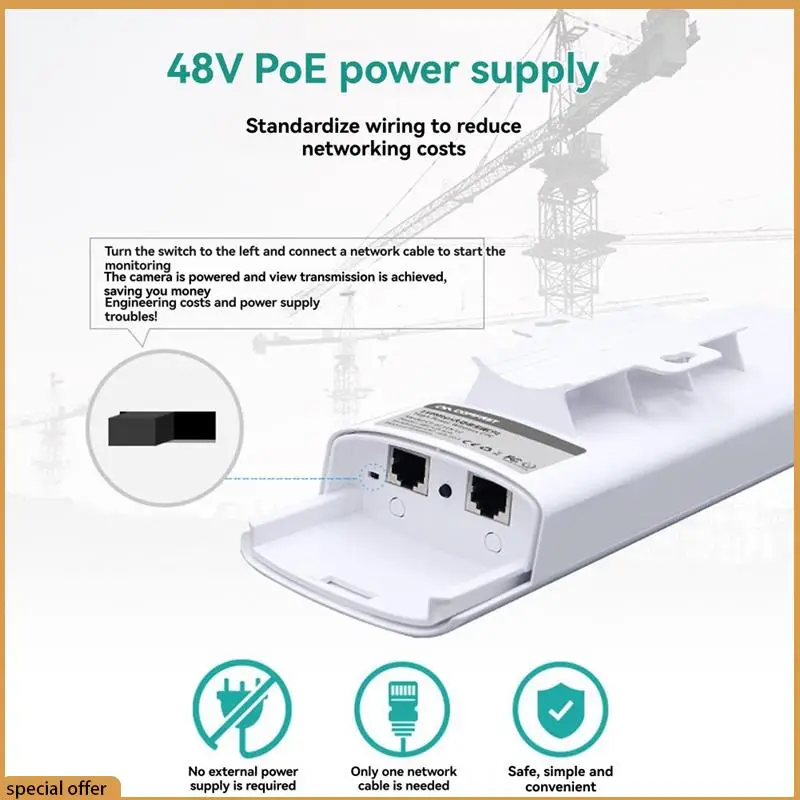 A68Z Wifi Bridge WIFI Signal Extender  Outdoor 3-5KM Long Rang Network Monitoring EU Plug