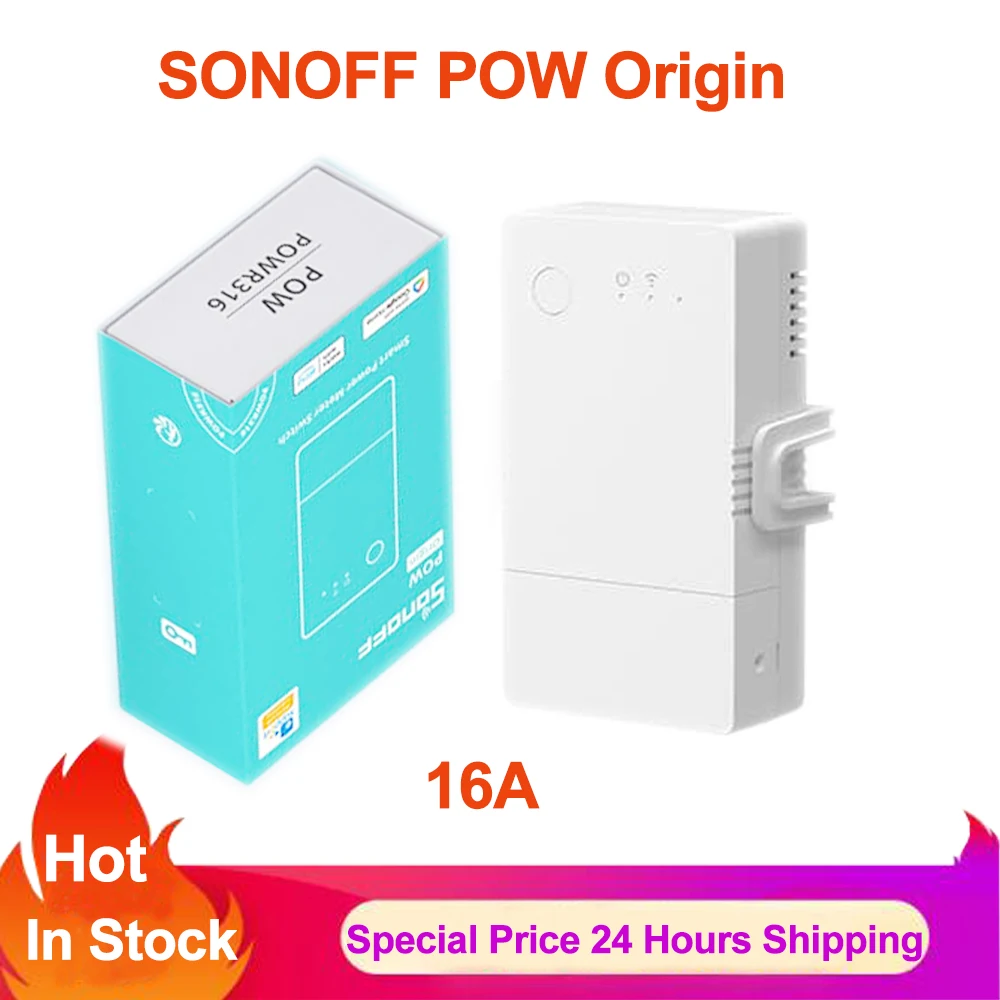 SONOFF POW Origin 16A Wifi Smart Power Meter Switch Voltage Power Consumption Save Energy Wireless Remote Controle Via eWelink