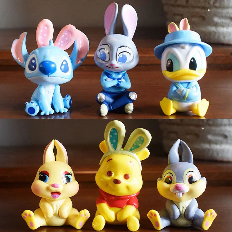 

Cartoon Disney Character Mini Figurines,Winnie the Pooh Donald Duck StitchBirthday Cake Decoration Topper, Kids Party Favor Gift