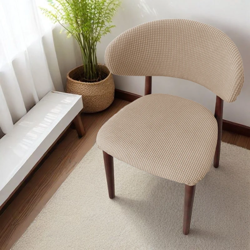 

C-shaped Backrest Chair Cover Solid Color Elastic Removable Split Wood Chair Slipcovers Home Decoration Dustproof Seat Protector