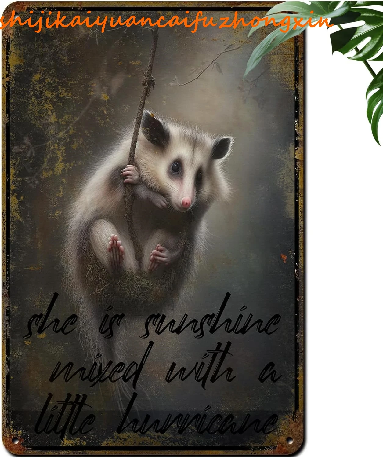 CEQOLI Funny Virginia Opossum Vintage Tin Sign,Funny Animals Wall Decor for Home Cafes Office Store Pubs Club Sign Gift 8x12 Pla