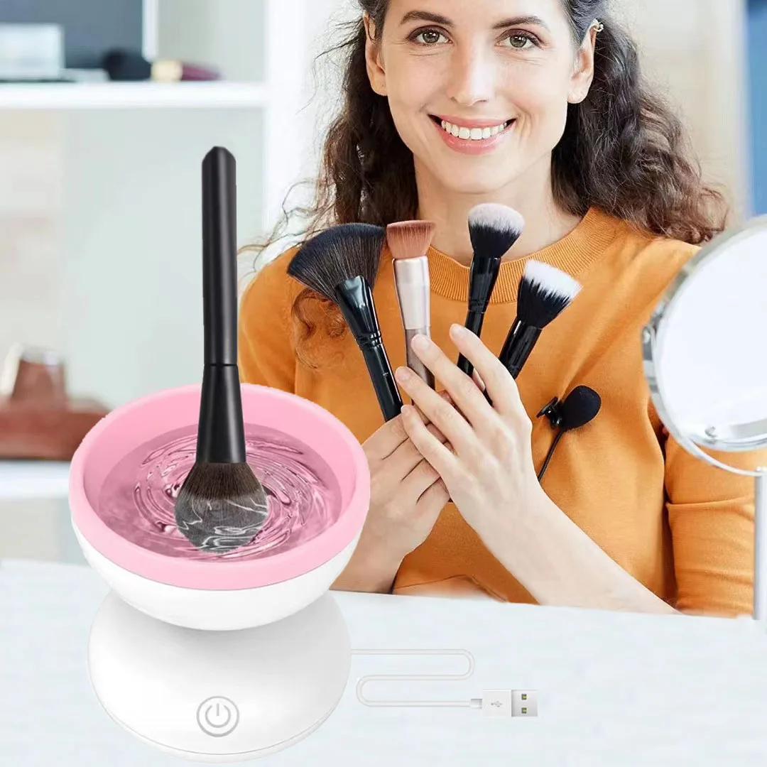 

Portable Makeup Brush Cleaner Cosmetic Brush Automatic Rotary Cleaner With Usb Rechargeable Cleaning Tool Machine For Home Use