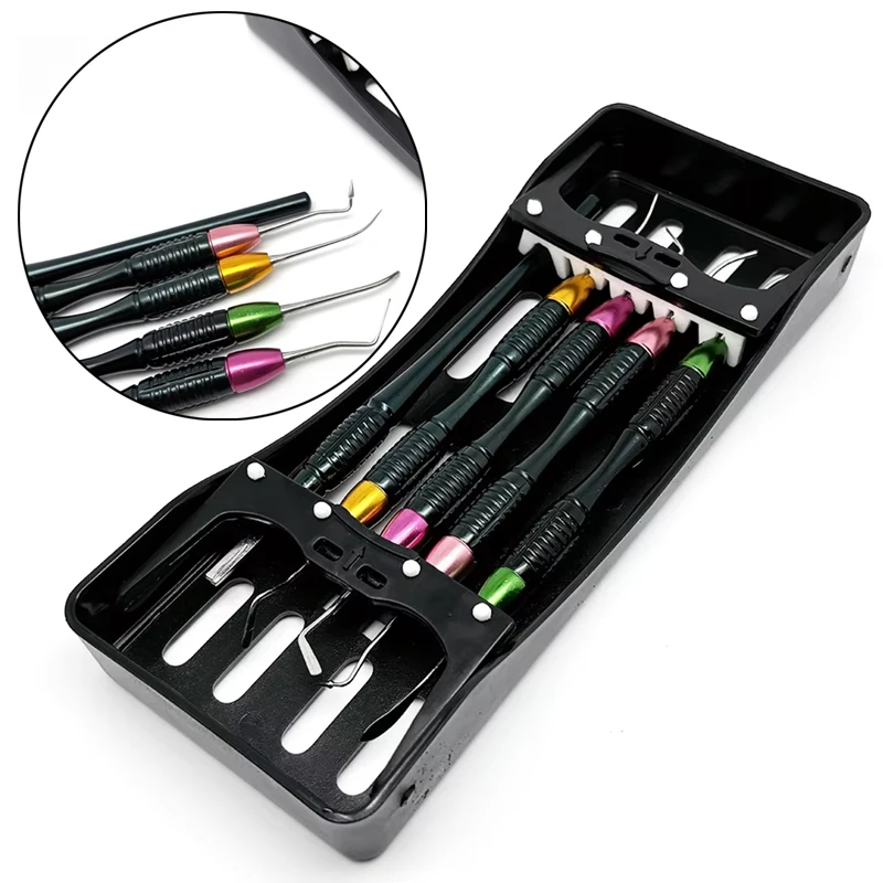 

Набор шпателей для наполнения стоматологической композитной смолы, инструменты для эстетического восстановления из нержавеющей стали с дезинфекционной коробкой для стоматологической клиники