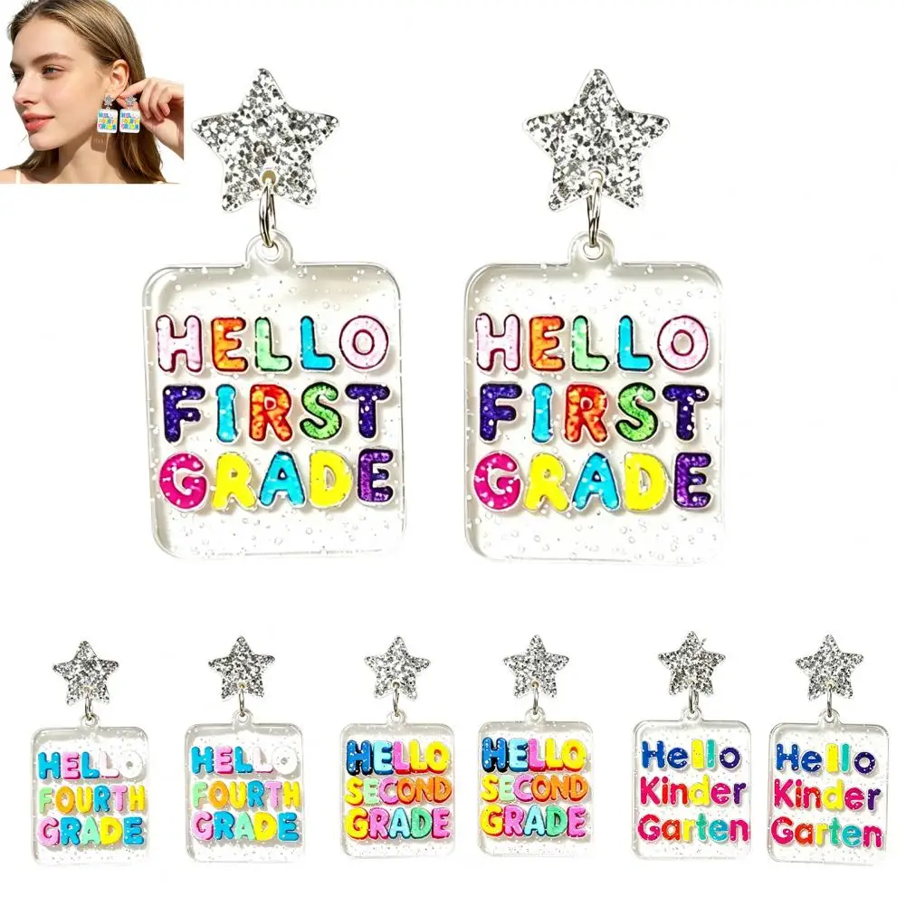 Dangle Earrings for Teachers Colorful Acrylic Letter Dangle Earrings Back to School Teacher Appreciation Gifts First for Women